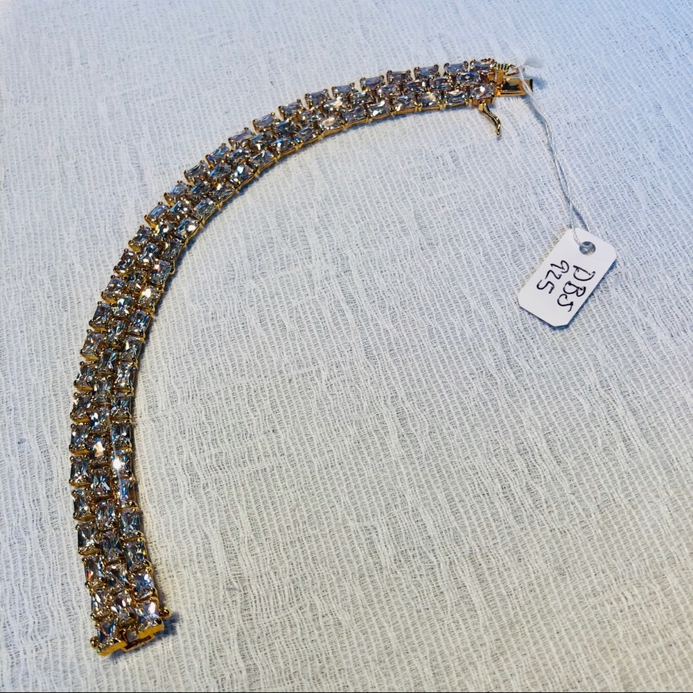 Gold and Crystal Tennis Bracelet Costume Jewelry